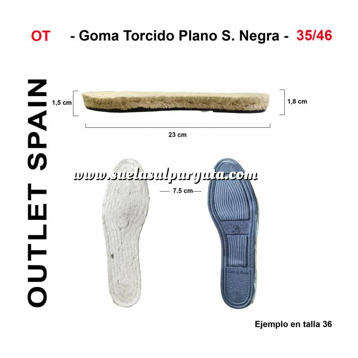 Imagen Outlet Spain S. Negra-OT OT-Suela Goma Torcida Plano S. Negra T43 
