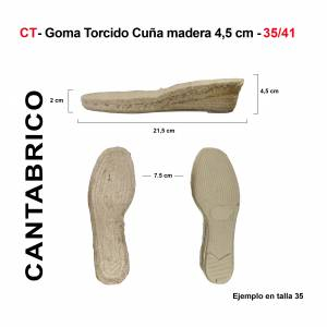 GD TORCIDA Cuña Madera 4,5 cm - CT Suela Goma Torcida Cuña Madera 4,5 cm T-35 